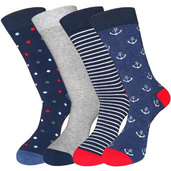 FULIER Hombres Paquete de 4 Algodón Rico Inteligente Diseño Vistoso Cómodo Vestido Becerro Calcetines UK 6-13 EUR 39-47
