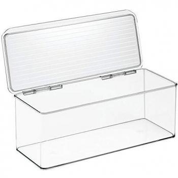 InterDesign Cabinet/Kitchen Binz Cajas de almacenaje, organizadores de cocina de plástico, cajas apilables con tapa para los alimentos, transparente