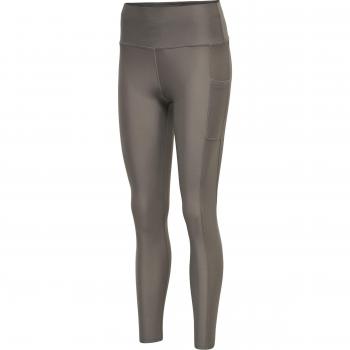 Leggings Hummel Tola de Cintura Alta para Mujer en Gris y Marrón