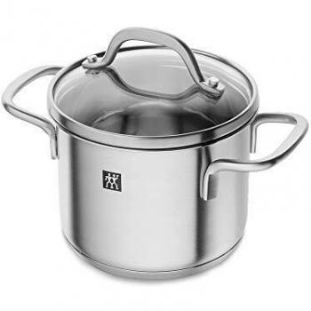 Zwilling Pico - Olla Alta de Acero Inoxidable con Tapa de Vidrio, 12 cm, Apta para Inducción y Lavavajillas