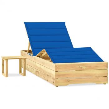 Tumbona de jardín Day and Night con mesa de café, madera de pino impregnada y cojín