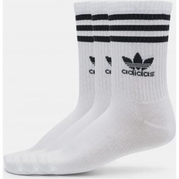 Adidas Solid Mid Cut Crew Socks 3-Pack White Unisex Size 34-36