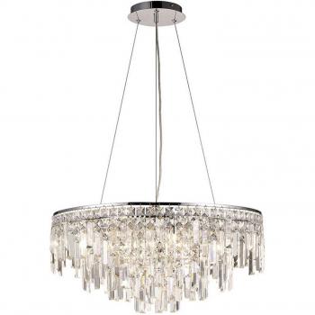 Lámpara colgante redonda Maddison 8 bombillas G9 cromo pulido cristal