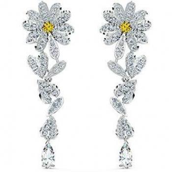 Swarovski Pendientes Eternal Flower, amarillo, combinación de acabados metálicos