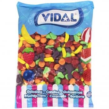 Vidal Golosinas, Mini Frutitas Jelly Brillantes. Caramelos de Goma con Forma de Frutas Variadas. Paquete de 1 Kg (Aproximadamente 434 Unidades)