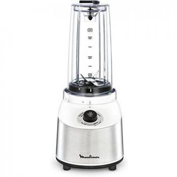 Moulinex LM180110 Batidora vaso personal con potencia 800 W, con sistema freshboost al vacío para evitar oxidación, con botella de 600 ml para llevar, con 4 funciones, piezas aptas para lavavajillas