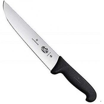Cuchillo Carnicero Victorinox Fibrox Negro - Hoja de 20 cm, Acero Inoxidable, Mango Antideslizante