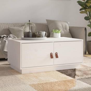 Mesa de centro de madera maciza de pino 80x50x35 cm en color blanco, gris y marrón miel para salón, comedor o auxiliar