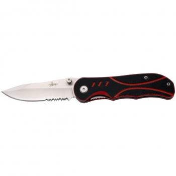 THIRD Navaja 16910, Mango de G10 Bicolor Negro/Rojo, Hoja de Acero INOX 420 de 7.2 cm. con Funda de Nylon de Forma Fija.