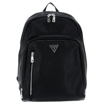 Guess Certosa Saffiano Smart Backpack, Black Vertical Zip Backpack, Male, ONE SIZE, Milano Backpack 43.5 cm Laptop compartment