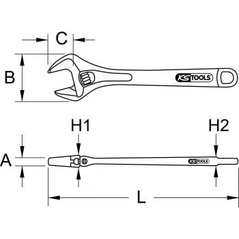 Llave ajustable de boca KS TOOLS 964.1301, stainless steel, 6'
