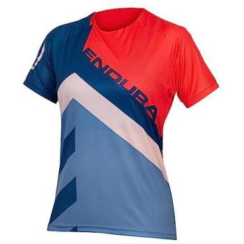 Camiseta estampada de mujer Endura SingleTrack LTD - Maillot corto rojo claro y azul, edición limitada, talla S