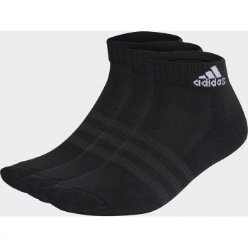 adidas Unisex Cushioned Sportswear Ankle Socks 3 Pack, Black, Sizes: 2-3.5 and 34-36