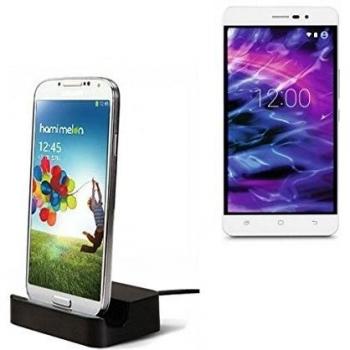 Dock USB Micro adecuado para el Medion S5504, negro | estación de carga incluyendo el cable USB 2.0 cable de datos / cargador, la horquilla del muelle de escritorio cargador universal adecuado para el teléfono móvil para smartphones con conector micro 
