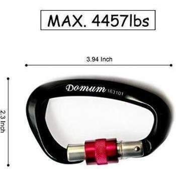 Domum 25 kN mosquetón de aluminio aeroespacial grado Super ligero, clip 4400lbs Plus con tornillo puerta en12275 Certificado para la escalada en roca y hamaca explorar Rappelling rescate ingeniería protección, 163101-01bk, negro, 1