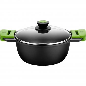 Cacerola Alta BRA PRIOR de 20 cm con Tapa de Cristal, Asas de Silicona Extraíbles y Libre de PFOA - Apta para Todo Tipo de Cocinas Incluyendo Inducción y Horno