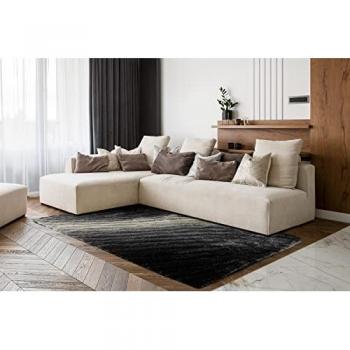 Alfombra Moderna Shaggy Estructural Gris 160x220 cm - RUGSX FLIM Olas