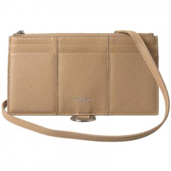 Dolce & Gabbana Beige Leather Shoulder Cardholder with Detachable Strap Wallet