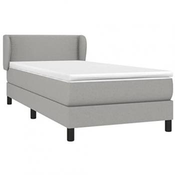 Cama box spring con colchón tela gris claro 90x200 cm