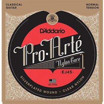 D'Addario EJ45x5 Pro-Arte - 5 juegos de cuerdas para guitarra clásica, plata/transparente/normal