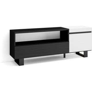 Mueble TV Industrial Moderno Blanco y Negro 150x57x35cm para Televisores hasta 65