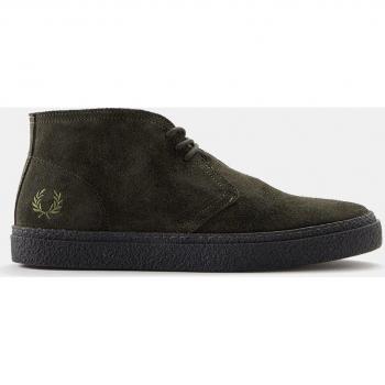 Fred Perry - Bota Hawley de ante verde con logotipo y suela de goma efecto crepé