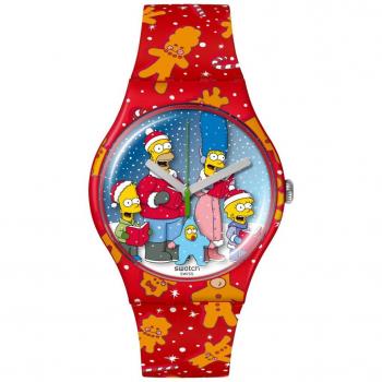 Swatch - Reloj Wondrous Winter Wonderland SUOZ361 con correa de plástico y esfera azul