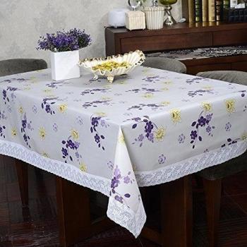 Poliéster Flor vertidos Impreso Mantel Rectangular para mesa mantel de comedor borla.