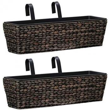 vidaXL 2x Conjunto de Jardineras Maceteros Tiestos para el Cuidado de las Plantas Flores Decoración Interior y Exterior Estilo Jacinto de Agua Marrón