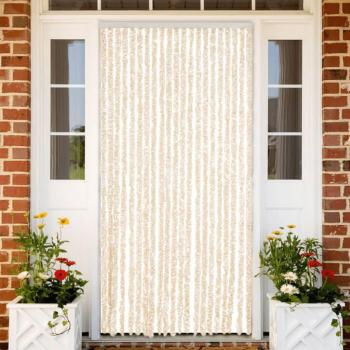 Cortina antimoscas chenilla blanca y beige 90x220 cm