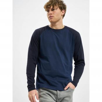 Urban Classics Men's Raglan Contrast Long Sleeve Shirt - Blue/Dark Blue - Sizes S to XXL