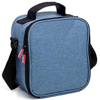 TATAY Urban Food Casual - Bolsa Térmica Porta Alimentos, 3L de Capacidad, 2 Tuppers Herméticas de Cristal de 0.57 l Incluídas, Color Denim Blue, 22 x 12 x 21.5 cm
