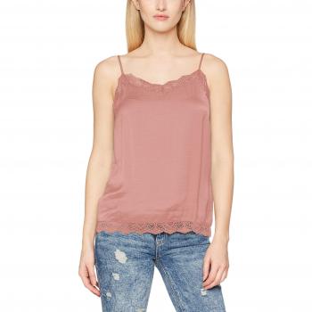 Vila Clothes Vicava Lace Singlet-Noos, Camiseta sin Mangas para Mujer, Rosa Ash Rose, 40