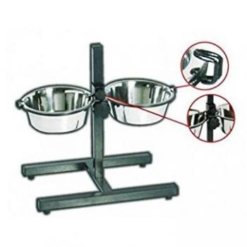 Comedero Regulable de Acero Inoxidable para Perros 2x4L