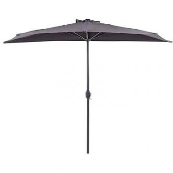 Sombrilla de poliéster gris negro 270 cm semicircular Galati