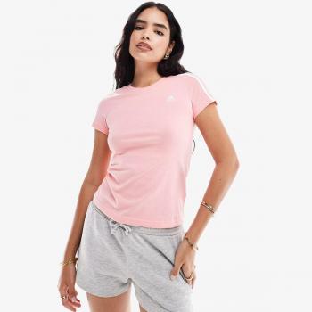 Camiseta Adidas Essentials Slim de Manga Corta para Mujer con 3 Franjas en Color Rosa