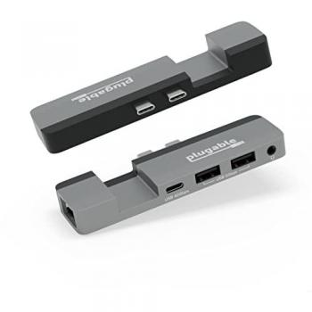 Plugable Technologies 5-in-1 USB C Hub Multiport Adapter for MacBook Pro 14/16 Inch and Macbook Air M2, USB-C 40Gbps port compatible with Thunderbolt/USB4 and 100W PD,
