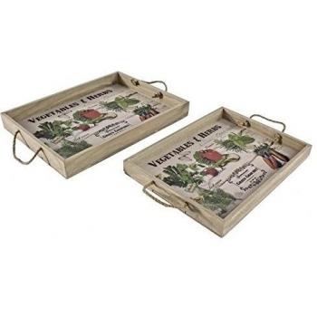 Andrea Bizzoto bandeja Farmhouse - Conjunto de 2 - Pequeñas 36 x 26 cm - grande 30 x 40 cm