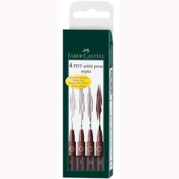 Estuche de 4 Rotuladores PITT Artist Pen Sepia Faber-Castell