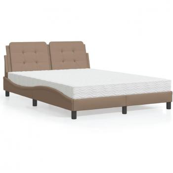 Cama con colchón Cappuccino 120x200 cm de cuero sintético marrón