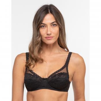 Sujetador Playtex con aros de encaje reciclado y tul, modelo BVT 105 E, color negro