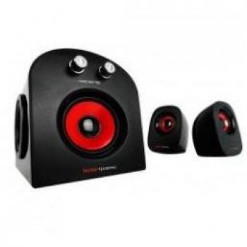 Mars Gaming MS2 2.1 Speaker System 20W RMS USB, 5 Speakers (2xVibro) Vibro-Subwoofer Ultra Bass - Black/Red