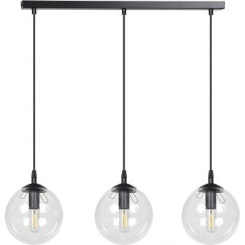 Lámpara colgante de cristal EMIBIG LIGHTING, 3 luces, diseño recto, color negro con pantallas transparentes