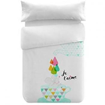 Funda Nórdica Infantil Tea Up 140x200 cm, 100% Algodón Multicolor con Funda de Almohada