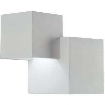 Aplique de escayola Rubik 2 bombillas, yeso blanco, dimensiones 19,5x16x11,5 cm