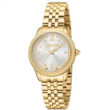 Reloj de Pulsera Just Cavalli Analógico para Mujer con Correa de Acero Inoxidable Color Oro Amarillo y Dial Gris Plata - Modelo JC1L315M0055