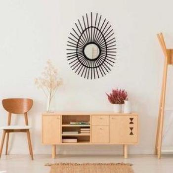 Espejo De Pared Deko Thinia Home Ovalado Negro 80 Cm