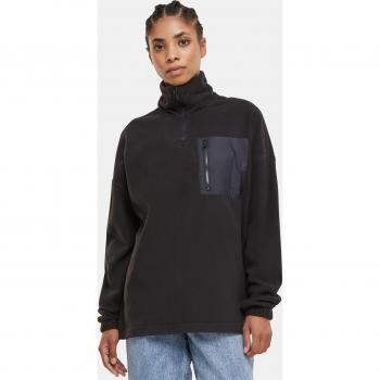 Urban Classics Women's Black Polar Fleece Troyer Pullover