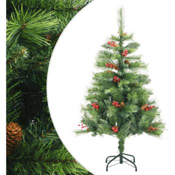 vidaXL Artificial Hinged Christmas Tree with Cones and Berries 120 cm