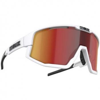 Bliz Fusion Cycling Glasses - Matt White Frame / Smoke with Red Multi Lens